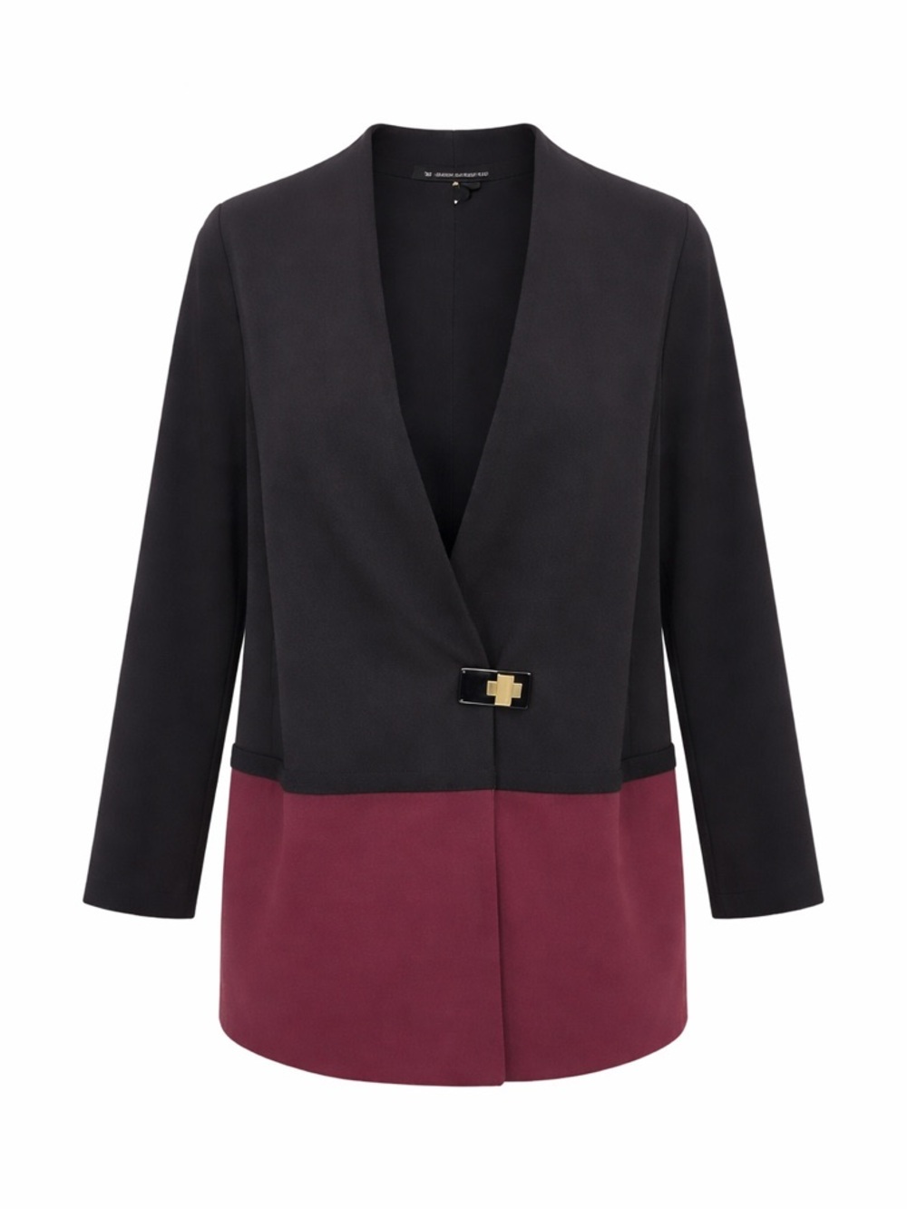 Lafayette 148 Colorblock Blazer Burgundy Black Minimalist Chic- Medium